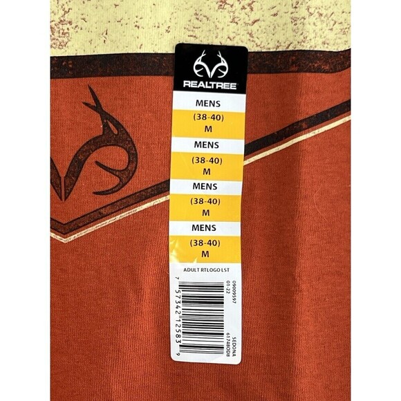 NEW Realtree Men's Long Sleeve Tee Shirt Size Medium Orange Logo Deer Antlers - Picture 3 of 6